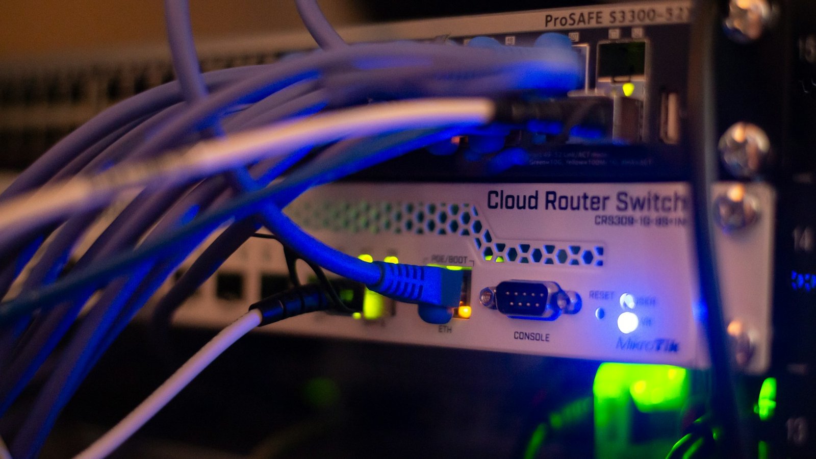 Cloud infrastructure networking equipment with connected cables