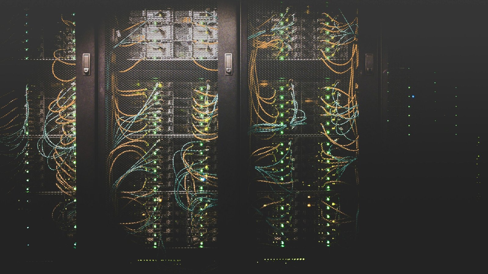 Network cables representing connected databases and cloud systems