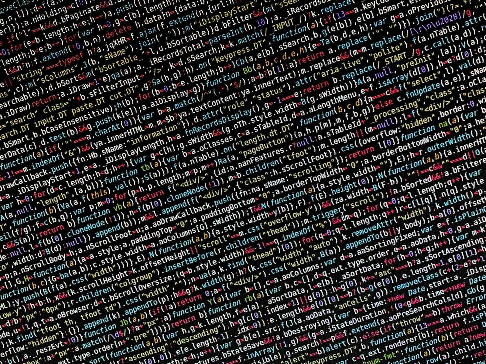 Colorful JavaScript code on a screen